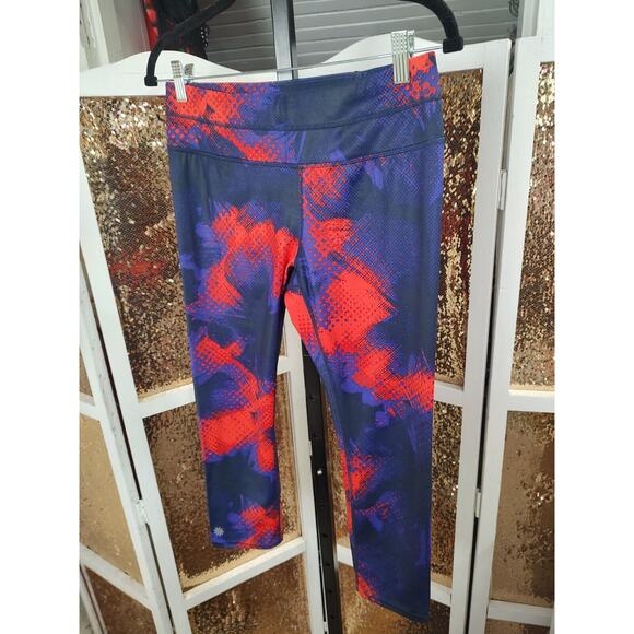 Athleta Leggings Medium Electro Sonar Retro Capri Cropped Yoga Gym Train Running - Picture 5 of 13